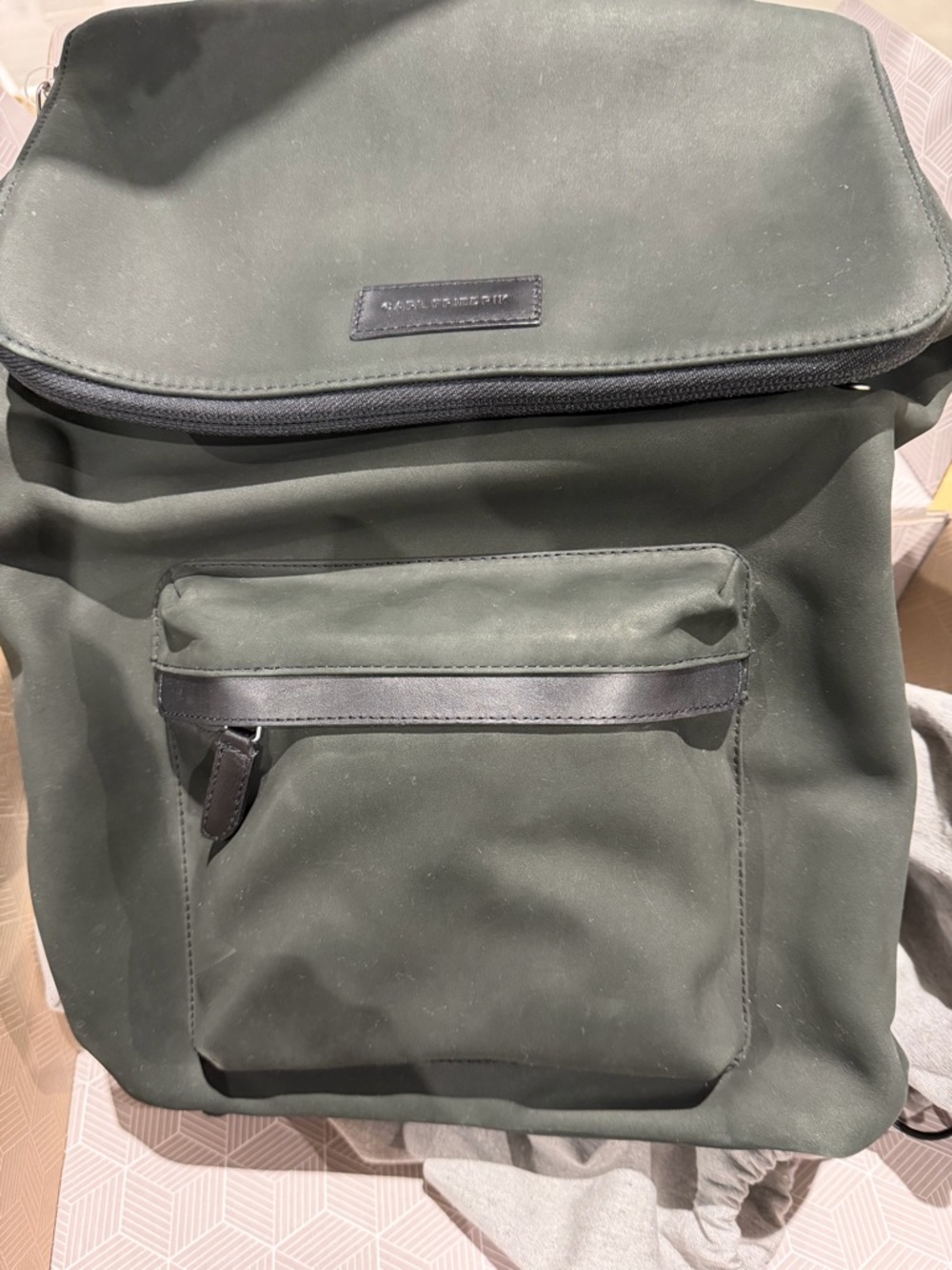 Carl Friedrik  leather Olive Backpack